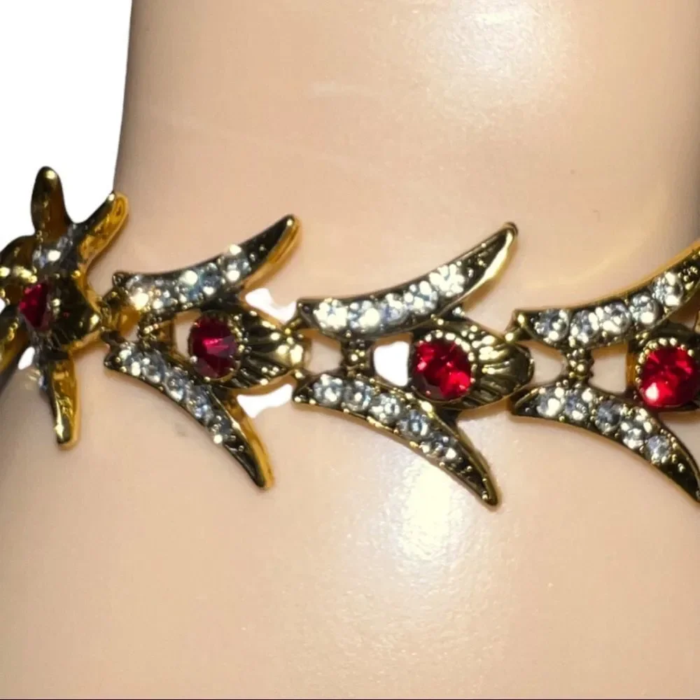 New! Faux diamonds and ruby gold bracelet!